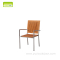 Frame Embedded Vertical Strip Teak Wood Chair